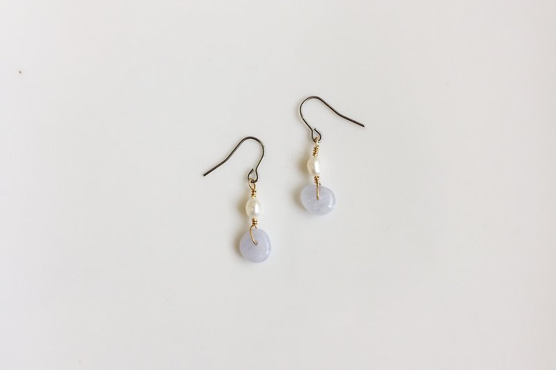 Blue Pearl Water Earrings Brass - Earrings & Clip-ons - Other Metals Blue