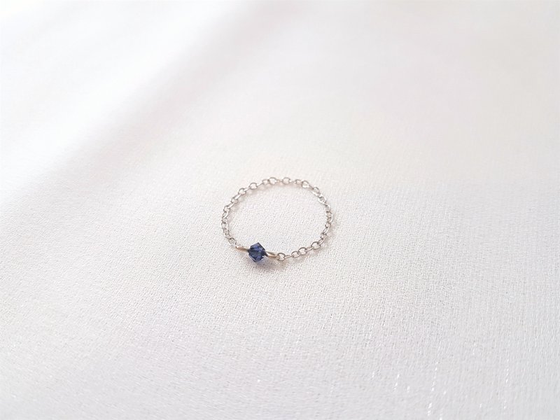 Small crystal chain ring (ocean blue) - General Rings - Crystal Blue