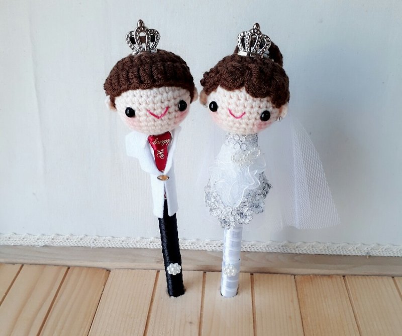 Woolen Newcomer Wedding Signature Pair Pen/Princess White Yarn Type C - Other Writing Utensils - Other Materials White