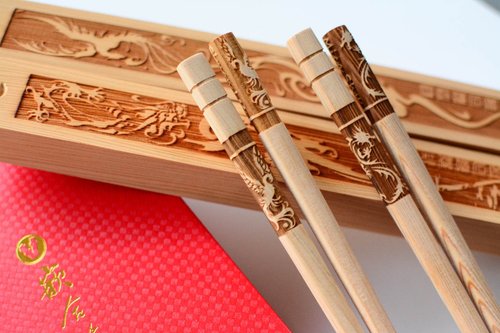 嵌合筷-臺灣筷子的極品 龍鳳呈祥箸定今生 婚禮禮物 象徵永恆愛情與家的牽絆