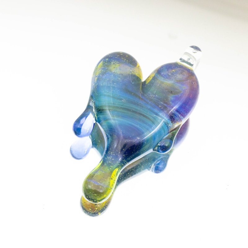 Melting heart necklace (mixed Teal) - Necklaces - Glass Blue