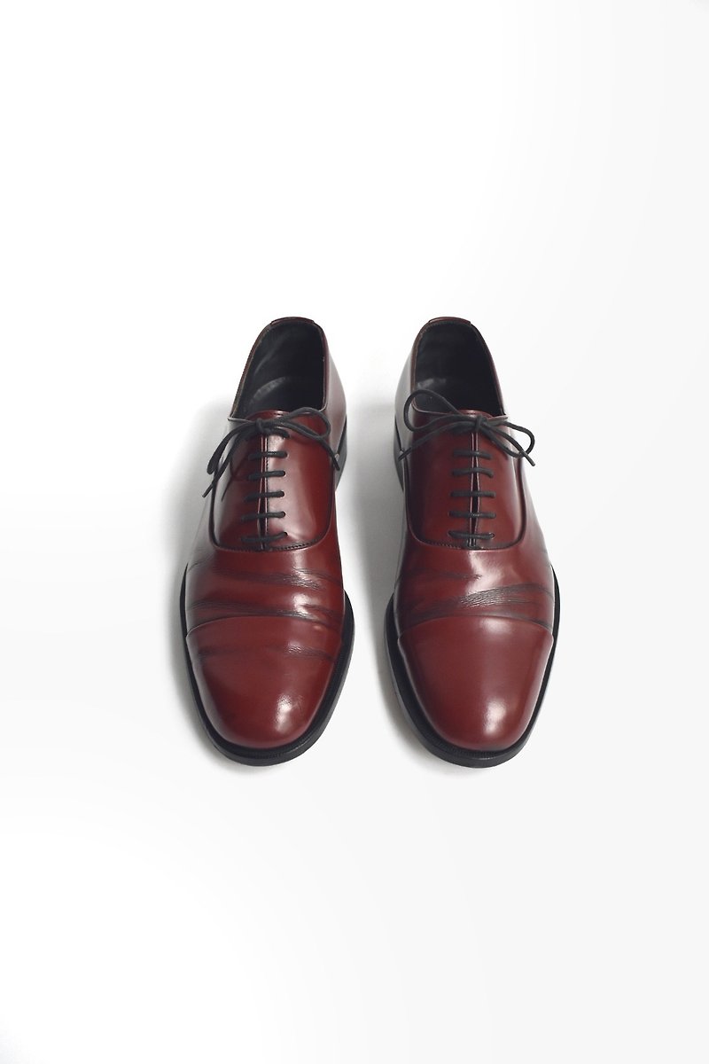 90s I don't shoes with you gentleman | Bally Cap Toe Oxford US 7.5D EUR 3940 - รองเท้าอ็อกฟอร์ดผู้ชาย - หนังแท้ สีแดง