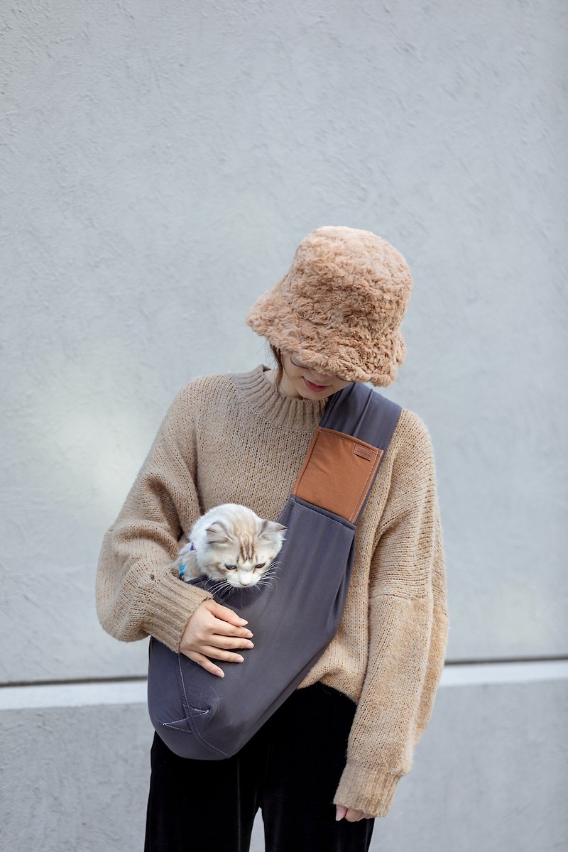 【HiDREAM】Pet portable travel bag made of cotton material (pine soot) - กระเป๋าสัตว์เลี้ยง - ผ้าฝ้าย/ผ้าลินิน สีเทา