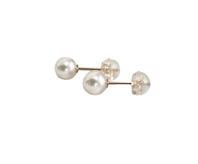 K18 Yg Earrings with Akoya pearl-