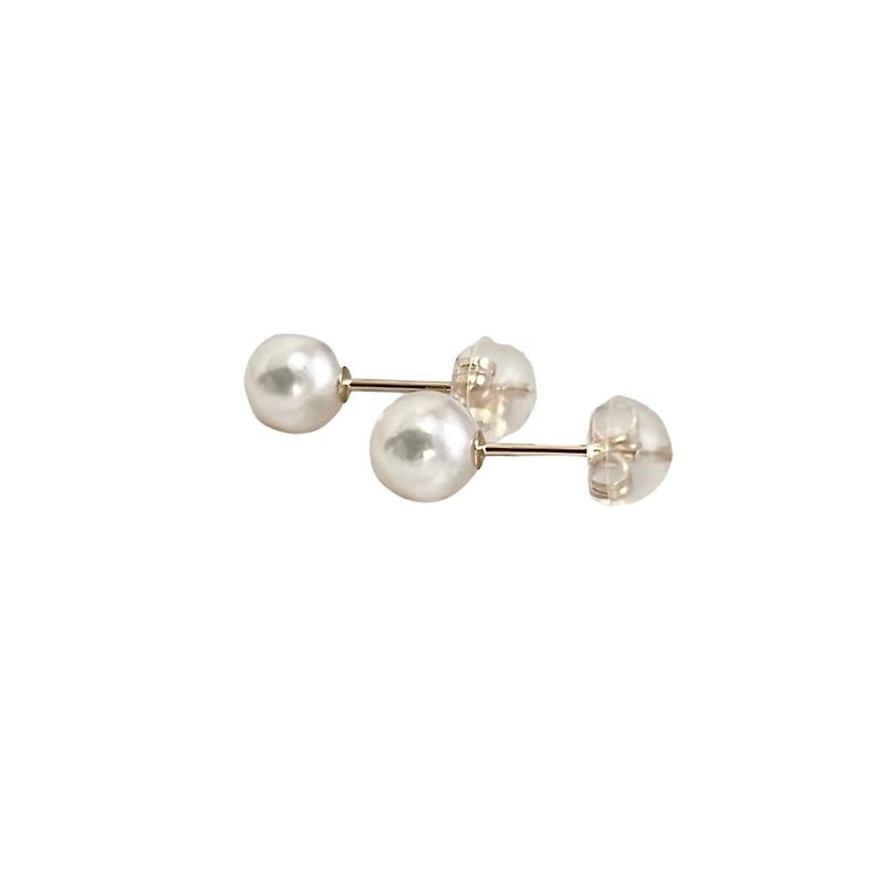 Akoya Pearl Stud earrings 5-5.5mm Platinum K18YG K10YG K10PG Made in Japan - Earrings & Clip-ons - Pearl White