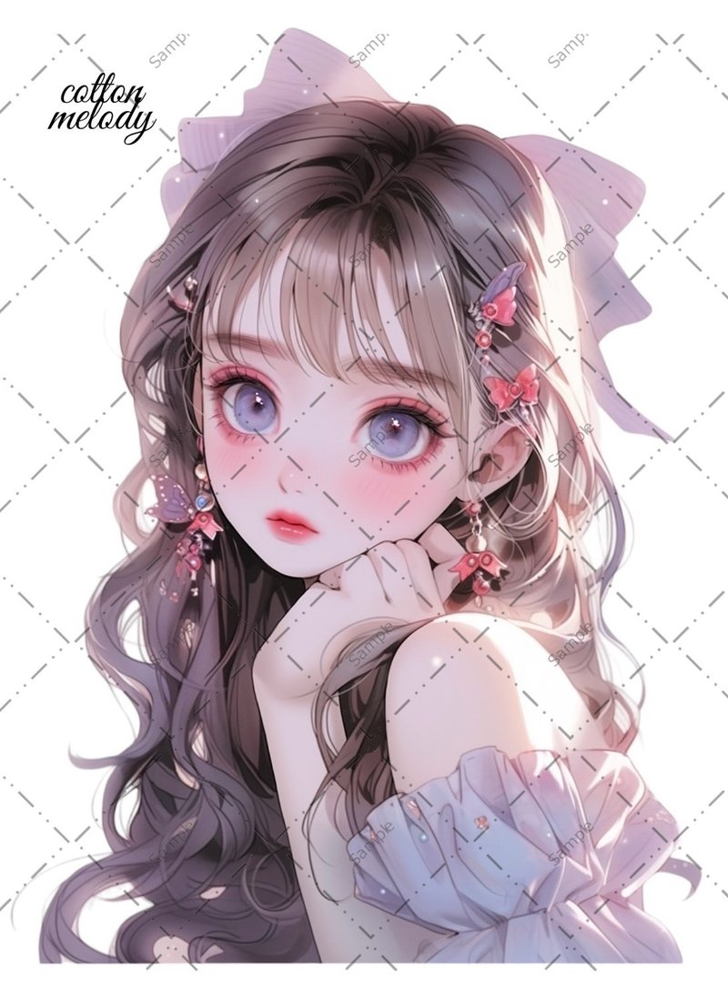 original sticker no.405 人物ステッカー オリジナルステッカー 人物ステッカー 女の子ステッカー オリジナル人物ステッカー - 貼紙 - 紙 