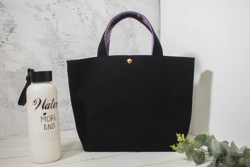 Jiajiajiu M series tote bag / canvas shoulder bag / zipper canvas bag / elegant black / in pre-order - Handbags & Totes - Cotton & Hemp Black