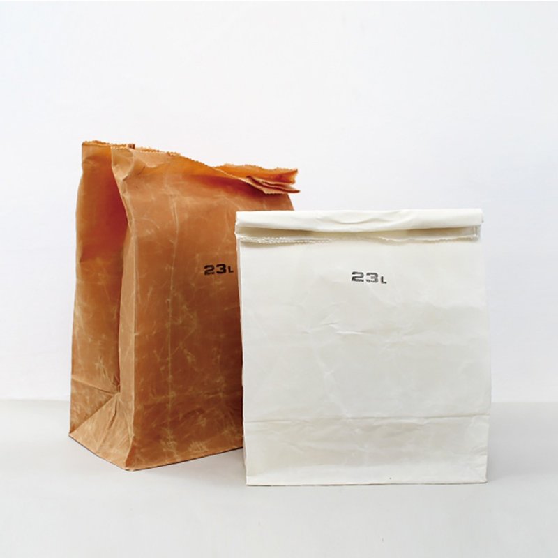 GROCERY BAG  23L White 仿舊時髦雜貨收納環保袋-白色 23L - 化妝包/收納袋 - 棉．麻 白色