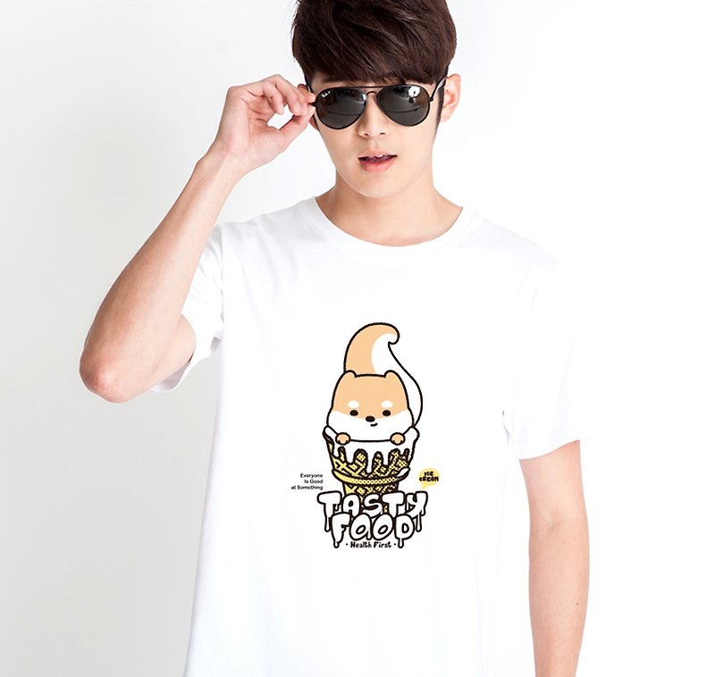 Meng Guojun T-shirt_Chaibao Ice Cream_Short Sleeve Top - เสื้อฮู้ด - ผ้าฝ้าย/ผ้าลินิน 