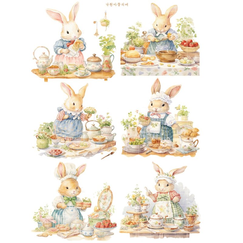 cute sticker character sticker girl illustration sticker 0010 nakwon atelier - 貼紙 - 紙 