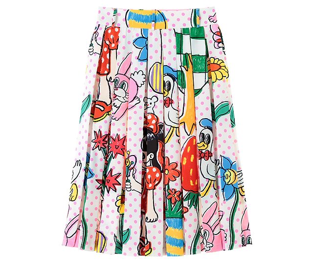 MINE COCO 手描きプリント 素敵なスカート - ひざ丈スカート