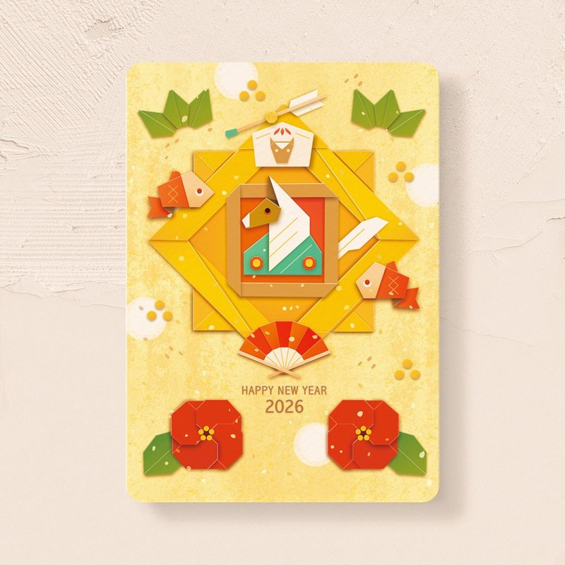 postcard-日本新年卡馬年 - 卡片/明信片 - 紙 粉紅色
