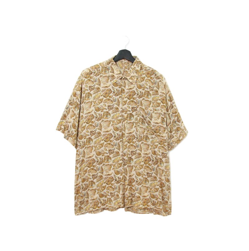 Back to Green-  短袖花襯衫 滿版海島貝殼 ss-36 vintage shirt - 男襯衫/休閒襯衫 - 絲．絹 