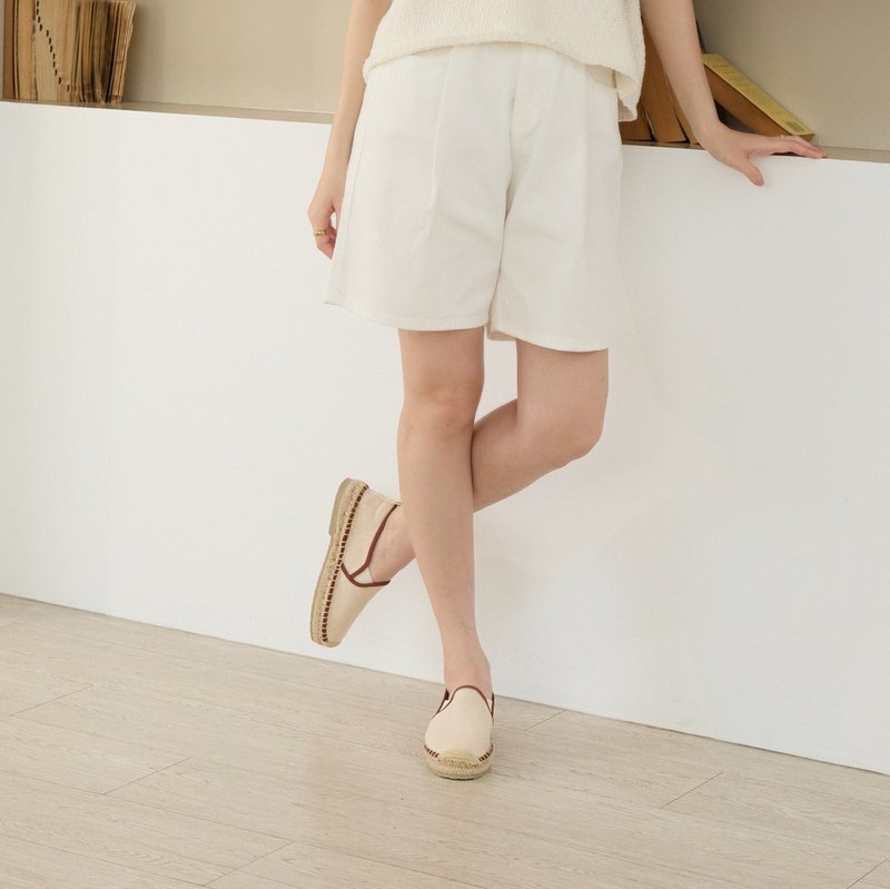 | 新品上市・質感革新 | 亞麻 素色系列草編鞋 +Plus  手工鞋 - 女休閒鞋/帆布鞋 - 棉．麻 白色