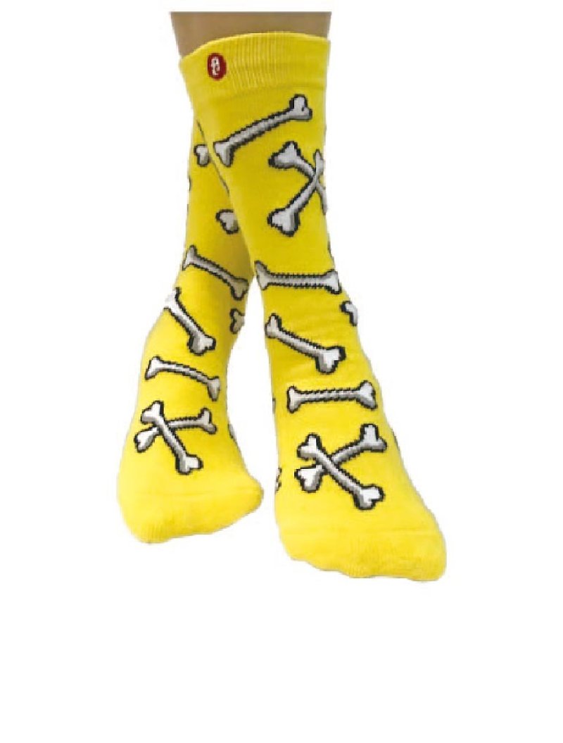 Fool's Day Knitted Socks - Bones - ถุงเท้า - ผ้าฝ้าย/ผ้าลินิน สีเหลือง