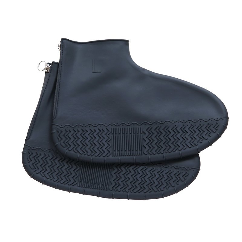High-tube Silicone shoe cover, thickened elastic Silicone waterproof zipper, tire pattern anti-slip - อื่นๆ - ซิลิคอน สีดำ