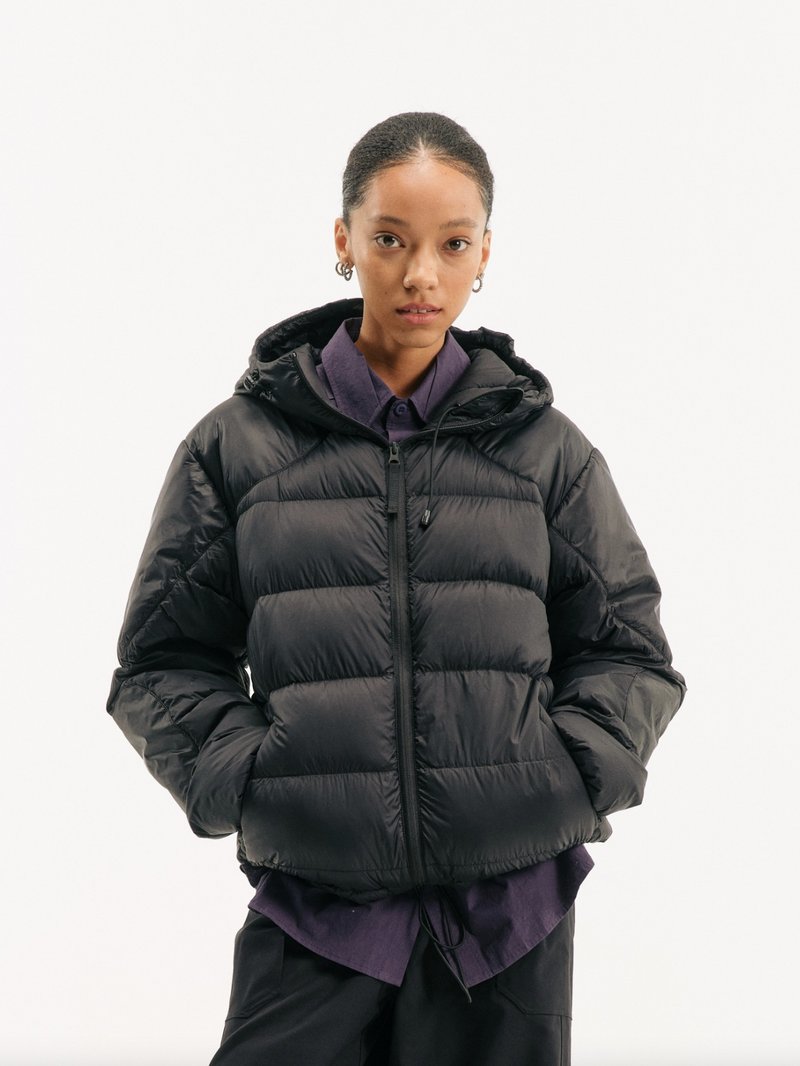 礪羽 / SERUTXET線 / 連帽排骨羽絨服 - 女大衣/外套 - 其他材質 黑色