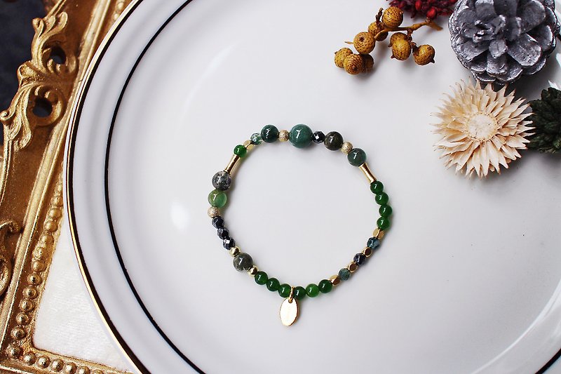 <Slow temperature natural stone series>C1157 Dongling Yubi jade bracelet - Bracelets - Gemstone 