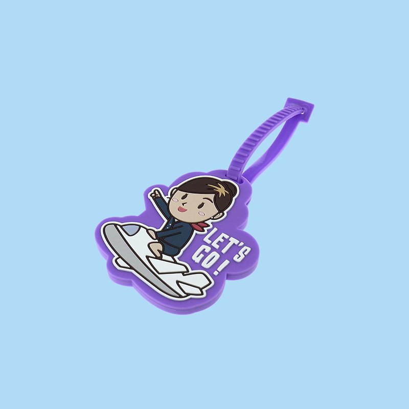 Stewardess Let's go, set out, luggage tag industry series, Shuangbao dad doodle - Luggage Tags - Other Materials Purple