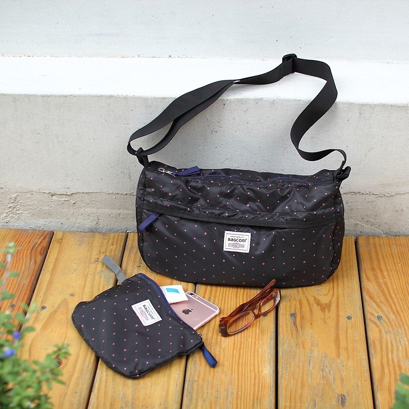 Winifred Foldable Shoulder Bag_black_100418 - Messenger Bags & Sling Bags - Polyester Black