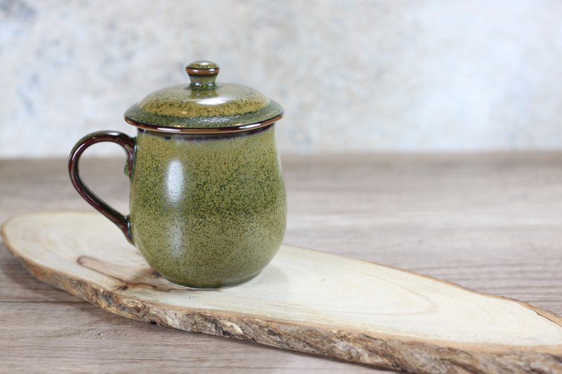 【送禮好物】300ml 茶末釉蓋杯 帶蓋馬克杯 鶯歌名家葉敏祥作品 - 咖啡杯/馬克杯 - 瓷 