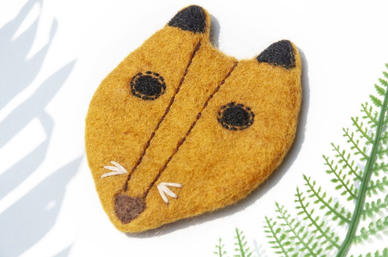クリスマス交換プレゼント 羊毛フェルトコースター かわいい動物吸収コースター - 動物園 刺繍 キツネ ファー キッズ - コースター - ウール オレンジ