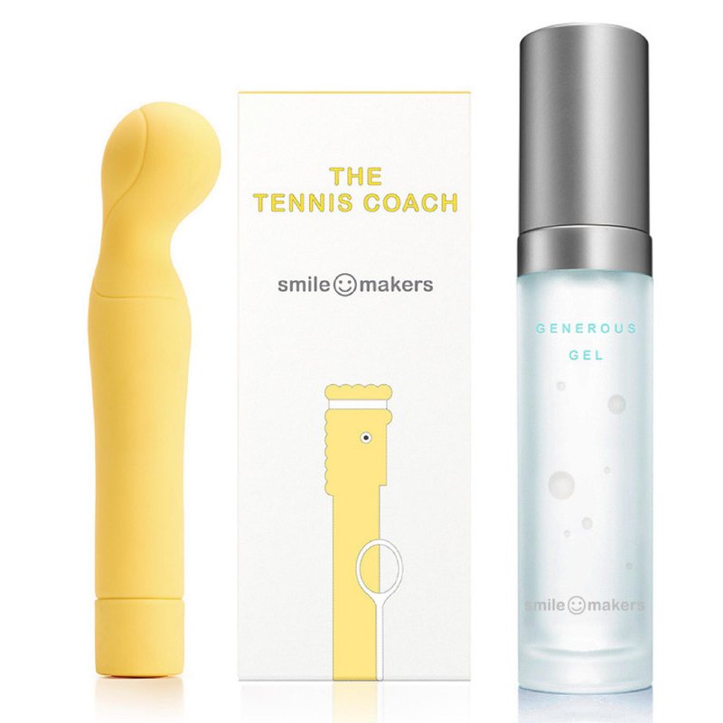 Smile makers tennis coach massage stick & thick lubricating honey type (shelf life: 2025.03) - สินค้าผู้ใหญ่ - ซิลิคอน สีเหลือง