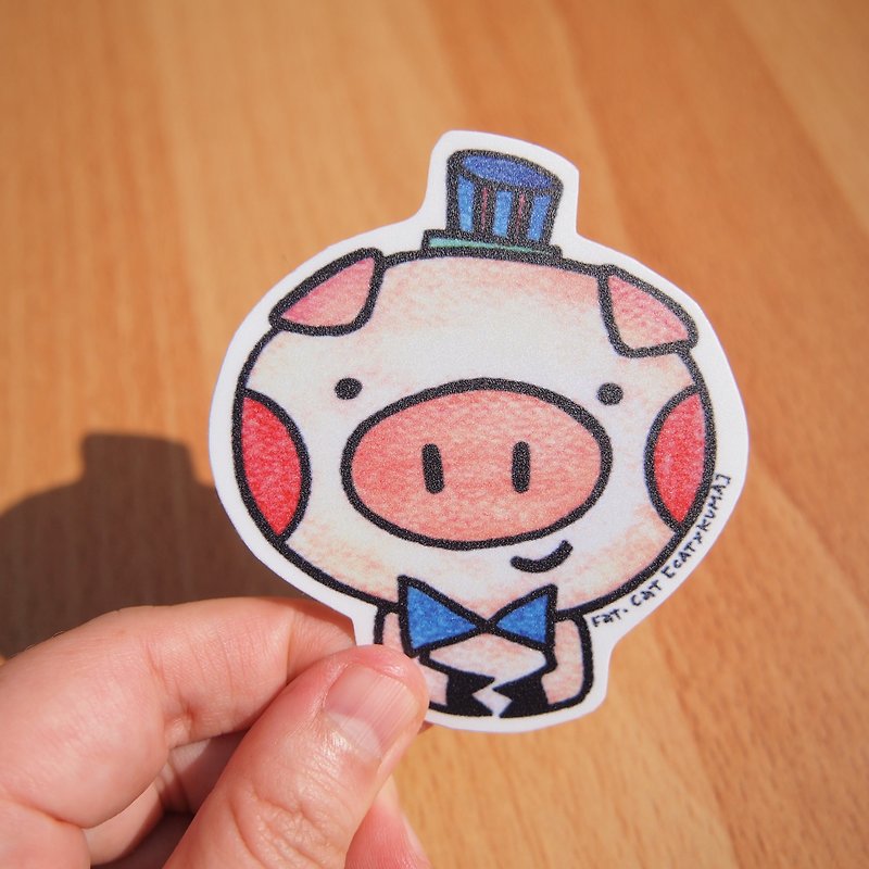 Waterproof Sticker-Smiling Pig - สติกเกอร์ - กระดาษ หลากหลายสี