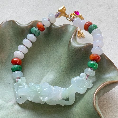 瓔珞珠寶盒 E.L.Jewelry Box 冰種翡翠貔貅設計款手鍊 | 天然緬甸玉翡翠A貨
