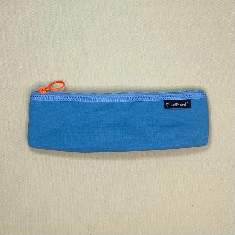 Pencil case with expandable gusset - กล่องดินสอ/ถุงดินสอ - ผ้าฝ้าย/ผ้าลินิน สีน้ำเงิน