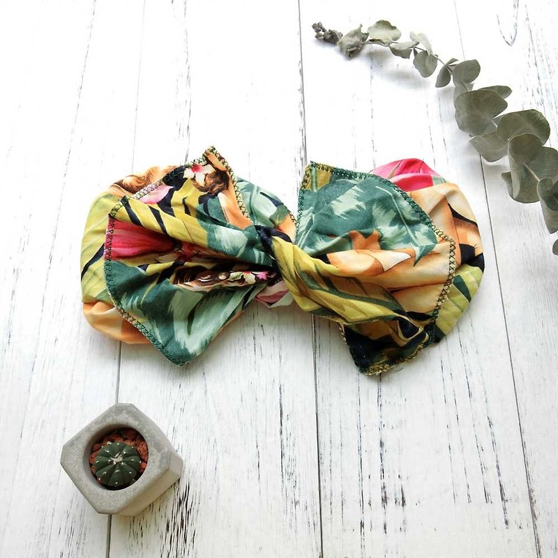 [Art shell products] giant butterfly hair band (Fuso flowers summer models) - the entire detachable! - ที่คาดผม - ผ้าฝ้าย/ผ้าลินิน สีเขียว
