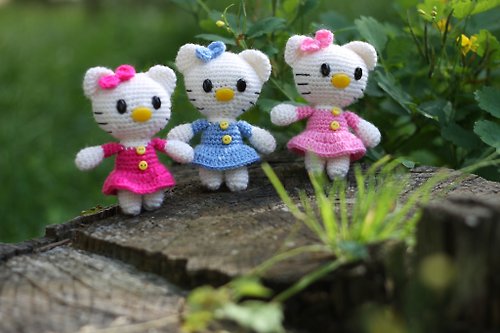 NovichataArtCrochet Kitty Toy, hello Kitty amigurumi, Crochet Amigurumi Cat, Kitty, Cat lover