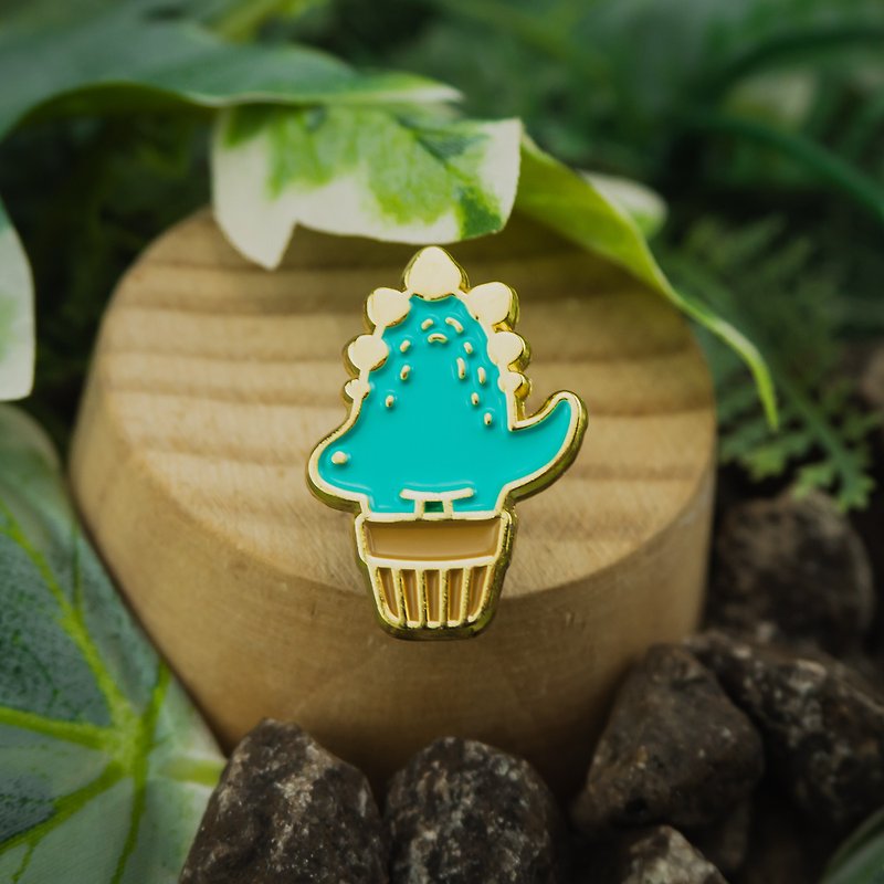 Stego Cactus Enamel Pin - Brooches - Other Metals 