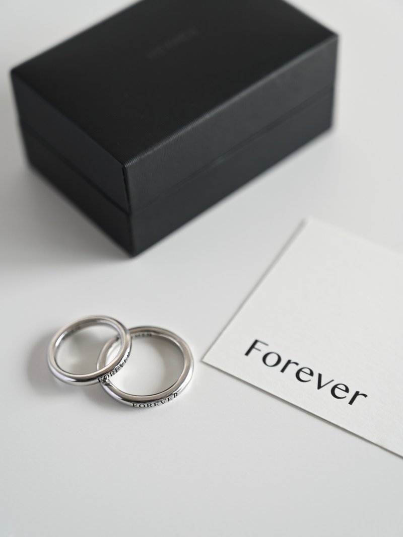 Heymen黑門 FOREVER 直到永遠原創極簡925銀鍍白金情侶男女款戒指 - 戒指 - 銀 銀色