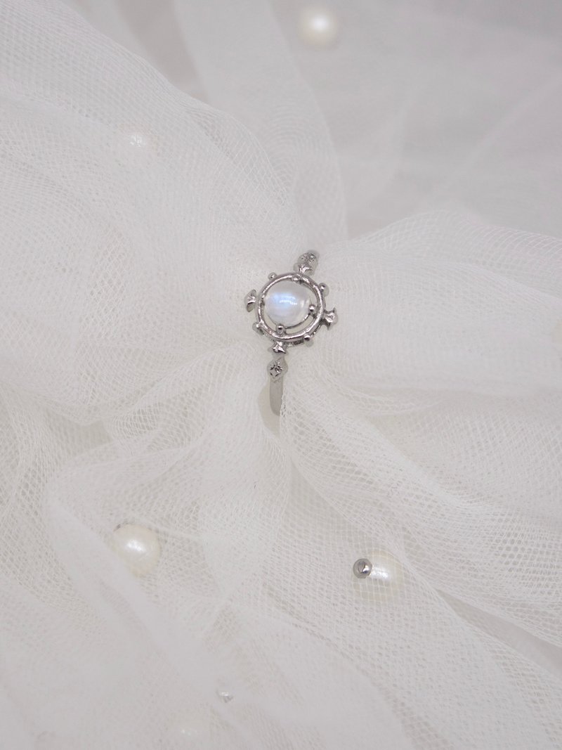 Natural Moonstone Ring S925 Silver Love Stone - แหวนทั่วไป - คริสตัล 