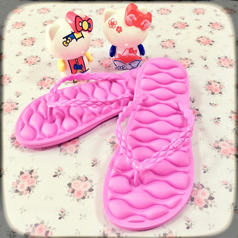 氣墊夾腳拖/人字拖/沙灘涼鞋/氣墊鞋/舒壓 - 拖鞋 - 環保材質 粉紅色