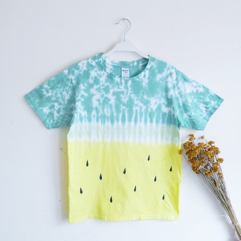 Watermellon | Tie dye/T-shirt/Garment/Custom size/Men/Women - Women's T-Shirts - Cotton & Hemp Green