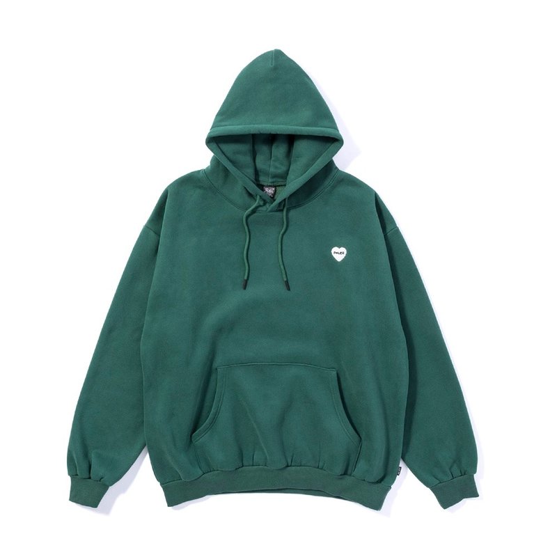 日本限定 POLER FURRY HEART HOOD 刺繡愛心帽T / 綠 - 帽T/大學T - 其他材質 綠色