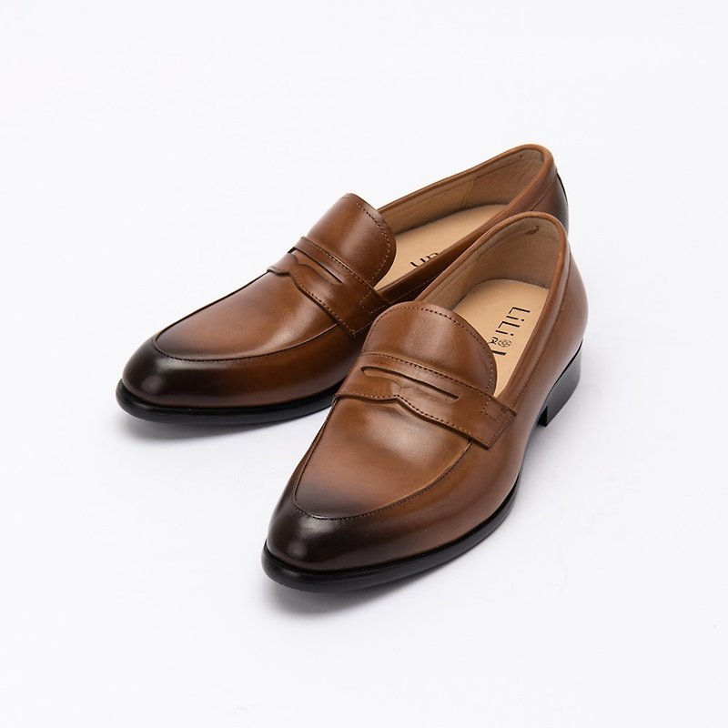 [隽永藏] full leather classic rub color Penny loafers _ honey brown camel - รองเท้าอ็อกฟอร์ดผู้หญิง - หนังแท้ สีนำ้ตาล