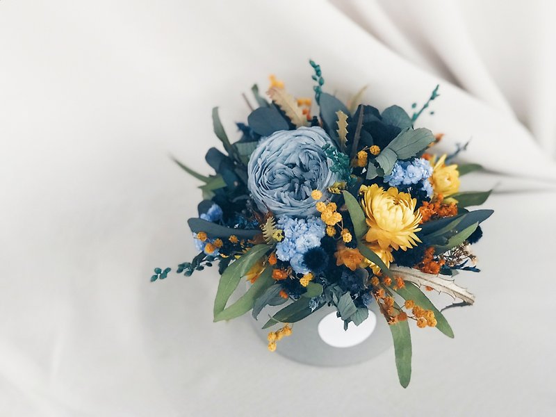 Flower Design!【Poseidon-Poseidon】Eternal Flower Dry Pot Flower Opening Table Flower - Plants - Plants & Flowers Blue