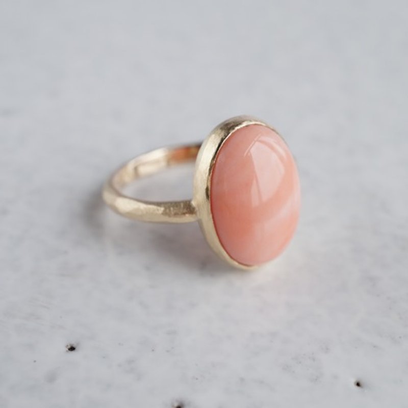 Pink coral ring [OP733K10YG] - แหวนทั่วไป - โลหะ 