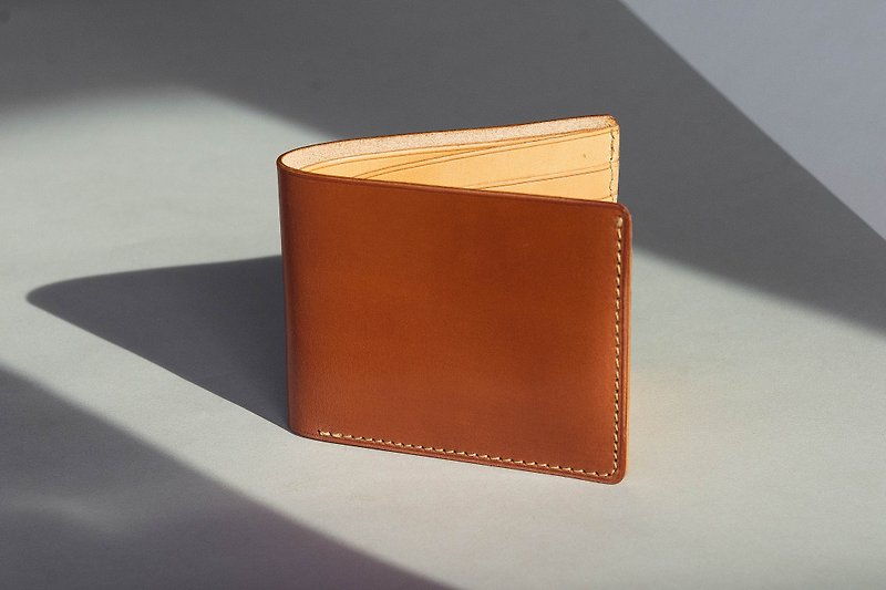 ALEX- HIGH QUALITY COW LEATHER FROM FRANCE SHORT WALLET- TAN BROWN - Wallets - Genuine Leather Brown