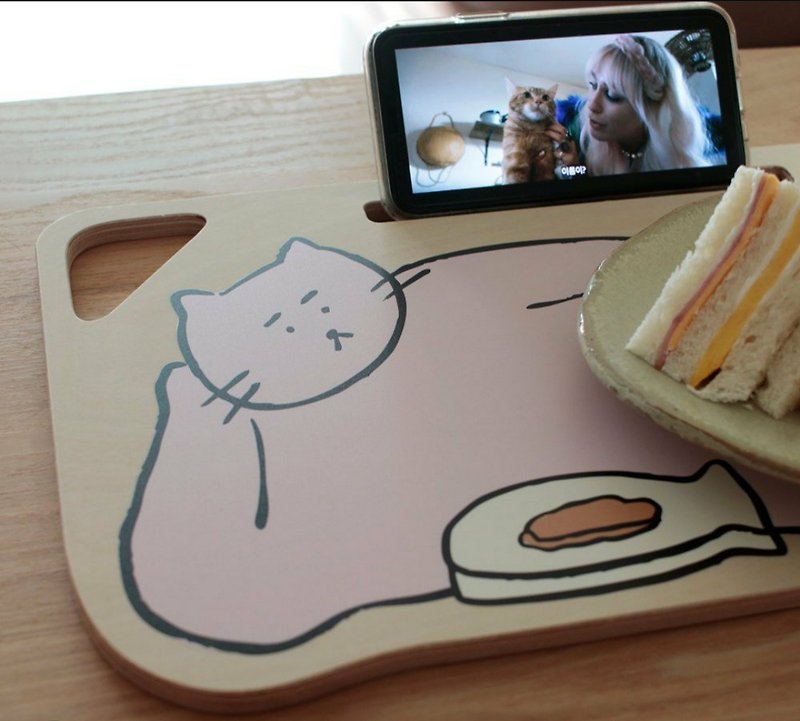 Uncle and his good friend life tray-cat model - Plates & Trays - Wood 