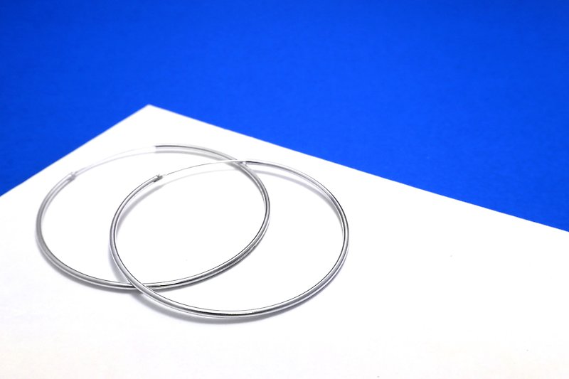 圈式/C型耳環  圓形55mm 925純銀耳環-ART64 - 耳環/耳夾 - 純銀 銀色