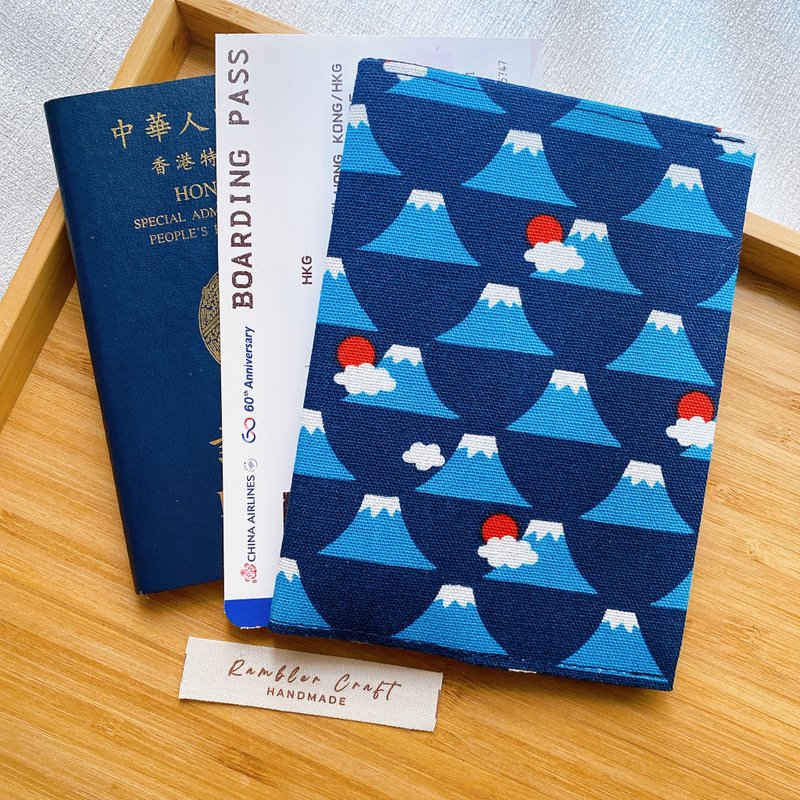 護照套 Passport Holder 護照夾 護照收納 富士山款 - 護照夾/護照套 - 棉．麻 