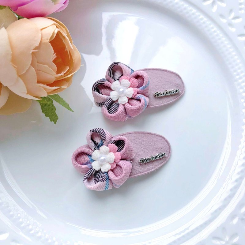 煙燻粉學院風日式布花和風花寶寶嬰兒bb夾 - 嬰兒手鍊/飾品 - 其他材質 粉紅色