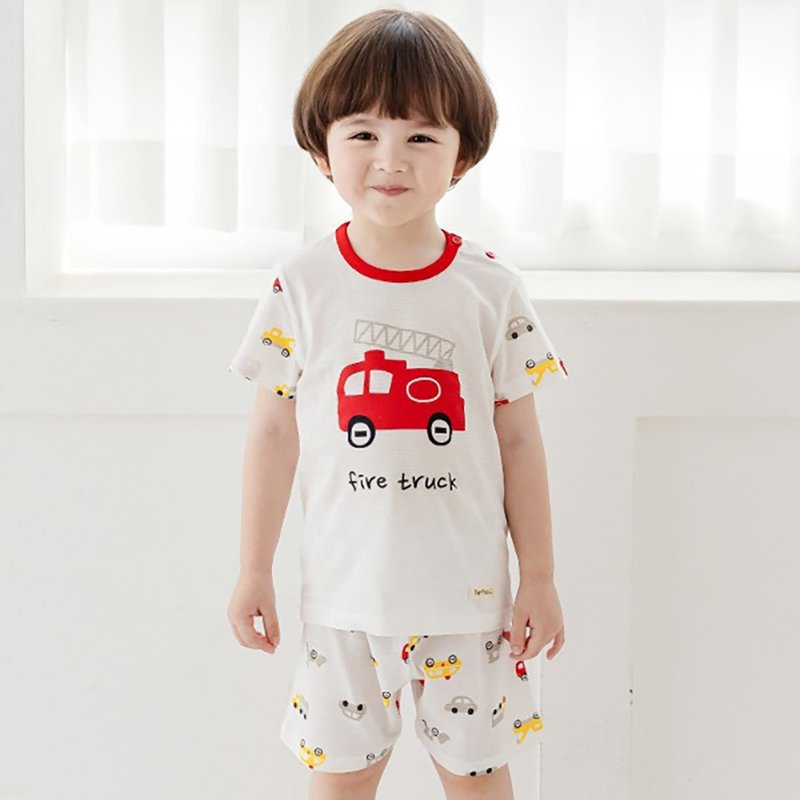 [New Product] Little Firefighter - Light Breathable Air Jacket Short Sleeve Korean Children's Clothing TheMinou -T57105 - Tops & T-Shirts - Cotton & Hemp Red