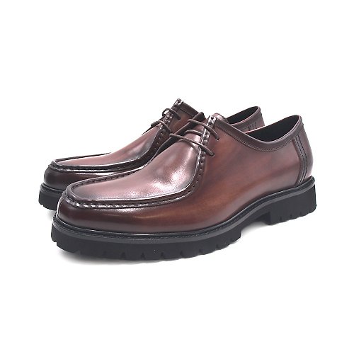 米蘭皮鞋Milano WALKING ZONE(男)粗曠風格厚底車線紳士皮鞋 男鞋-刷棕色