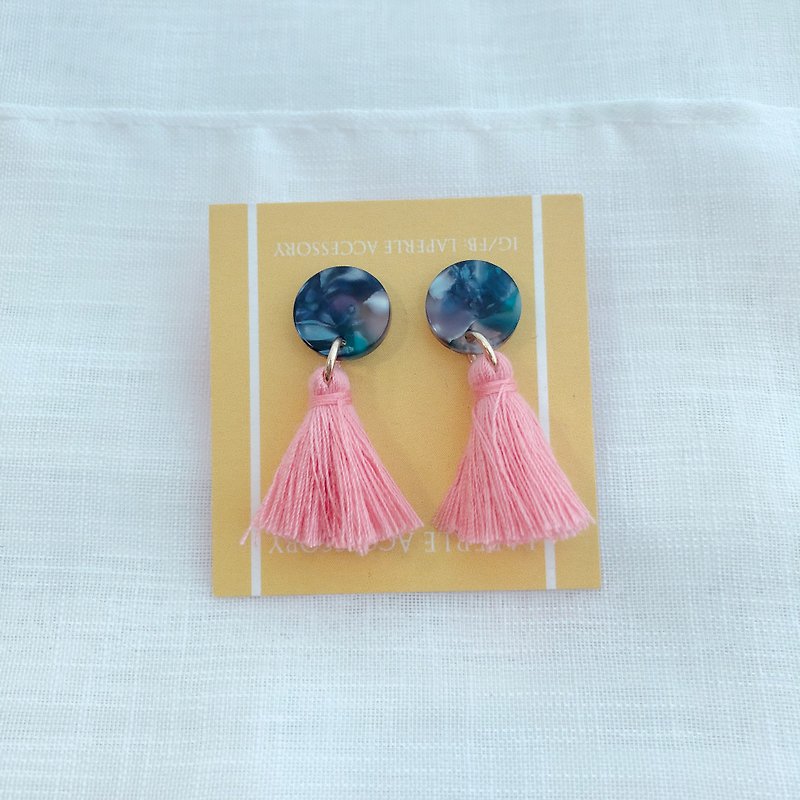 複製 流蘇 藍色  樹脂 耳環 少女 粉藍色 薄荷  生日禮物 閨蜜禮物 姐妹禮物 如結婚禮物 - 耳環/耳夾 - 繡線 藍色