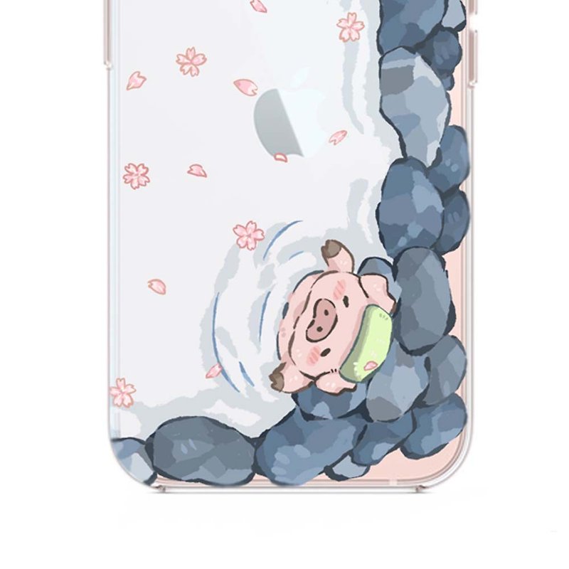 Cherry Blossom Onsen, Clear Soft Case, iPhone ,Samsung - Phone Cases - Silicone Pink